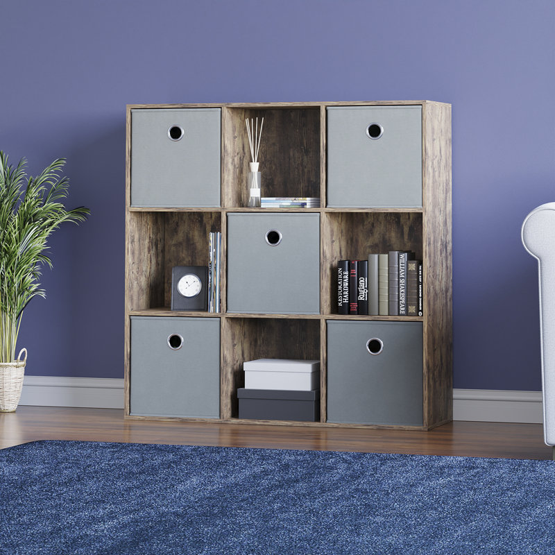 Westwind 96.5cm H x 96.5cm W Bookcase, Dark Wood/Grey