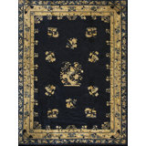 Wool Knotted Chinese Room Size 1920s Antique Blue - Peking Rectangle Rug