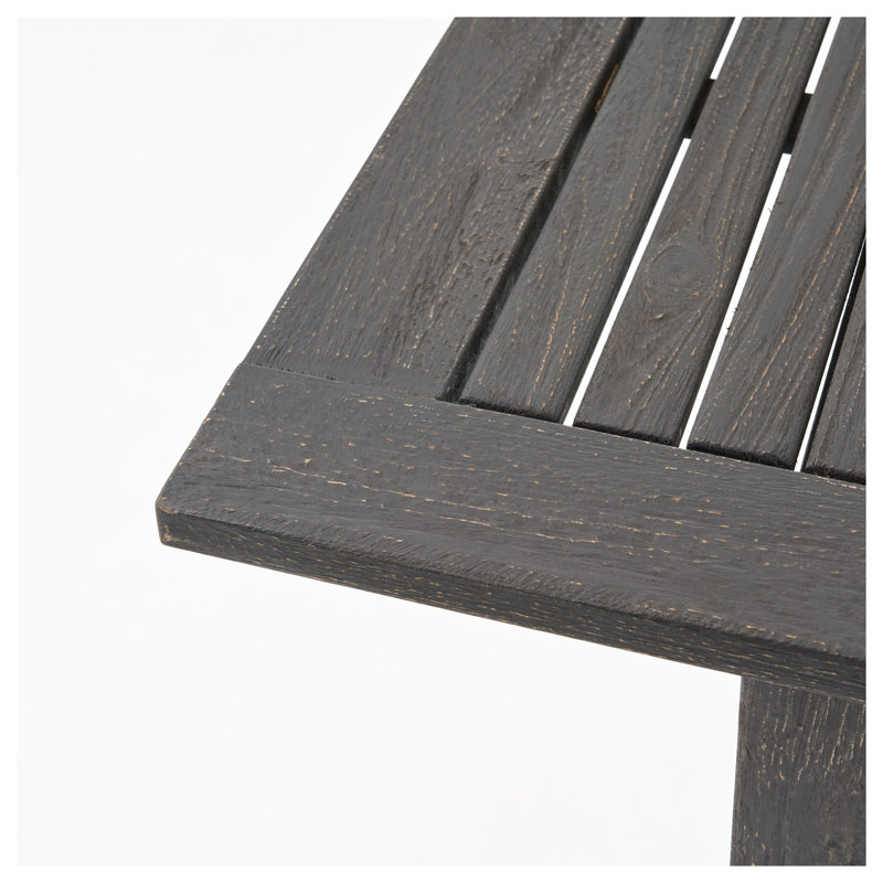Table de salle à manger extensible en bois d'acacia avec trou pour parasol, extensible jusqu'à 79 pouces, finition gris foncé, forme rectangulaire