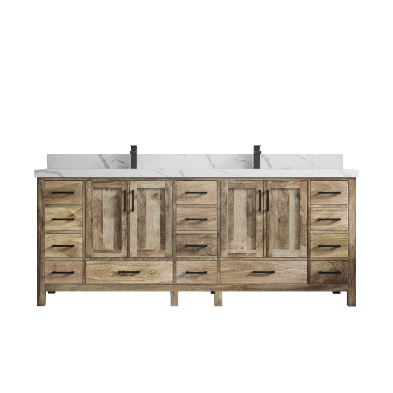 Malibu 84'' Double Bathroom Vanity with Top, Calacatta Laza