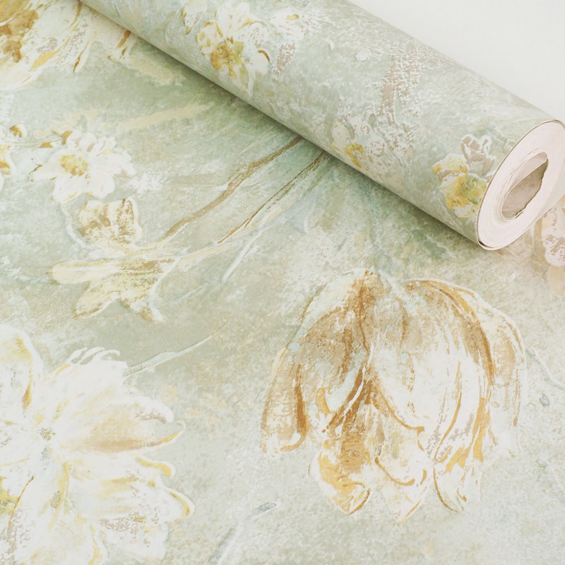 Été Floral Monet Wallpaper, Gray/Green