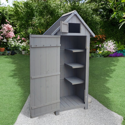 3 ft. W x 2 ft. D Wooden Boasting in Grey Finish Tool Shed