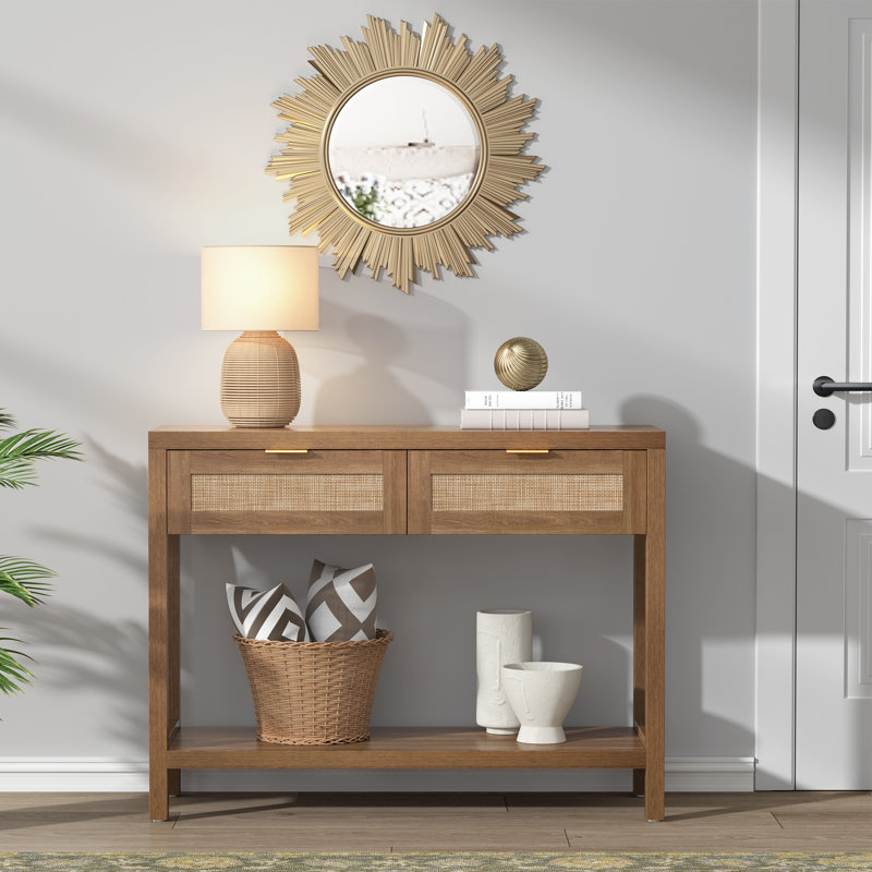 Chada 39.4'' Console Table, Natural Oak
