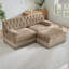 Canapé Chesterfield en velours doux capitonné à boutons avec jupe à franges et 1 repose-pieds, facile à assembler-1825073725