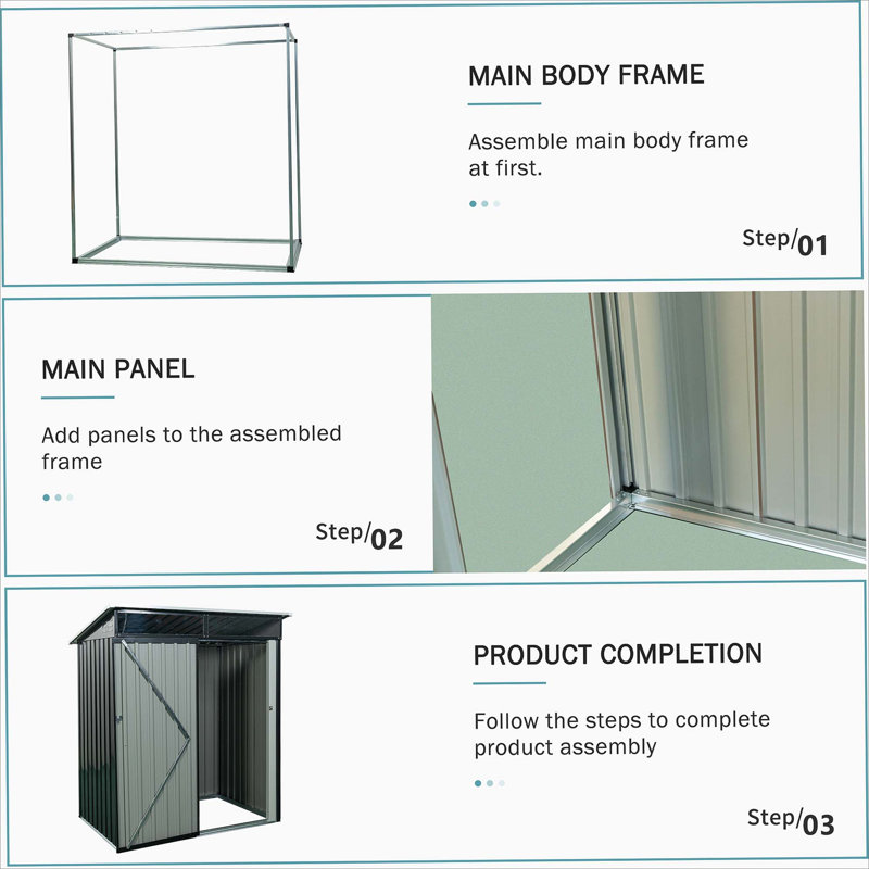 TC53BL 5Ft X 3Ft Outdoor Metal Storage Shed Transparent Plate, Black