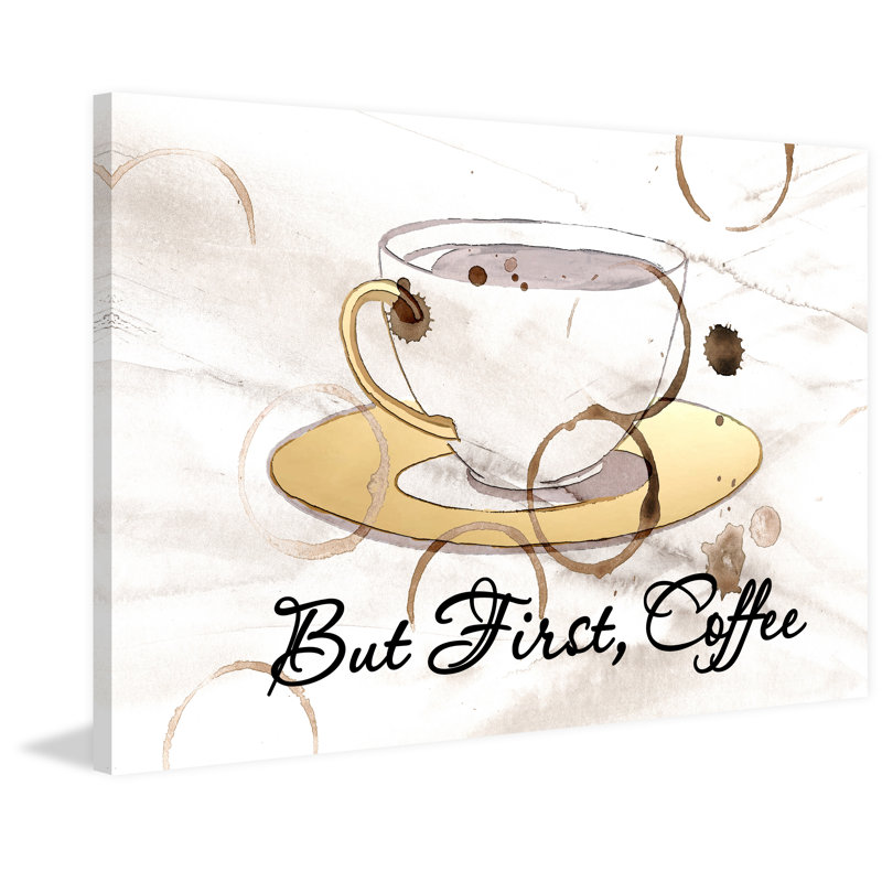 « mais first coffee ii », reproduction d’impression sur toile tendue, H 24 po x l 36 po x P 1,5 po