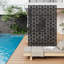 Freestanding Metal Outdoor Privacy Screen with Stand - 72 x 47 in Decorative Patio Divider Panel, Powder-Coated Galvanized Steel, Modern Cutout Design, Black