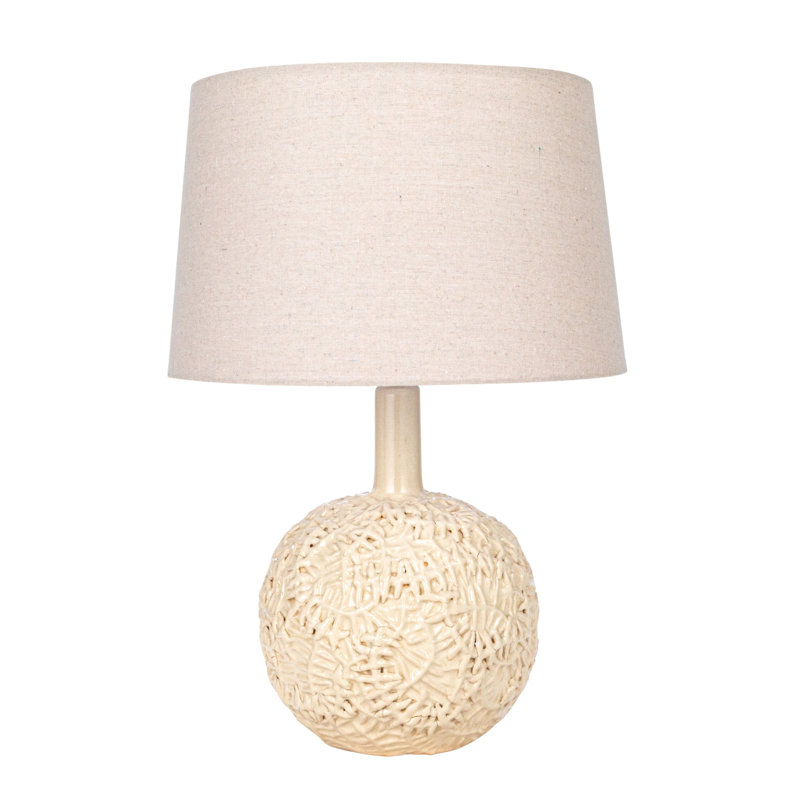 Lampe de table en grès texturé faite à la main avec abat-jour en tissu