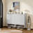 Fluted Modern Shoe Cabinet With Adjustable Shelves And Open Compartment-1533455282