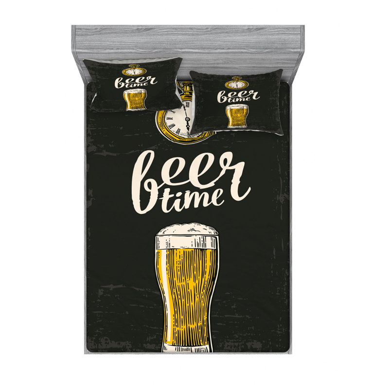 Ensemble de draps en verre Beer Time, Ensemble de drap pour grand lit avec drap-housse
