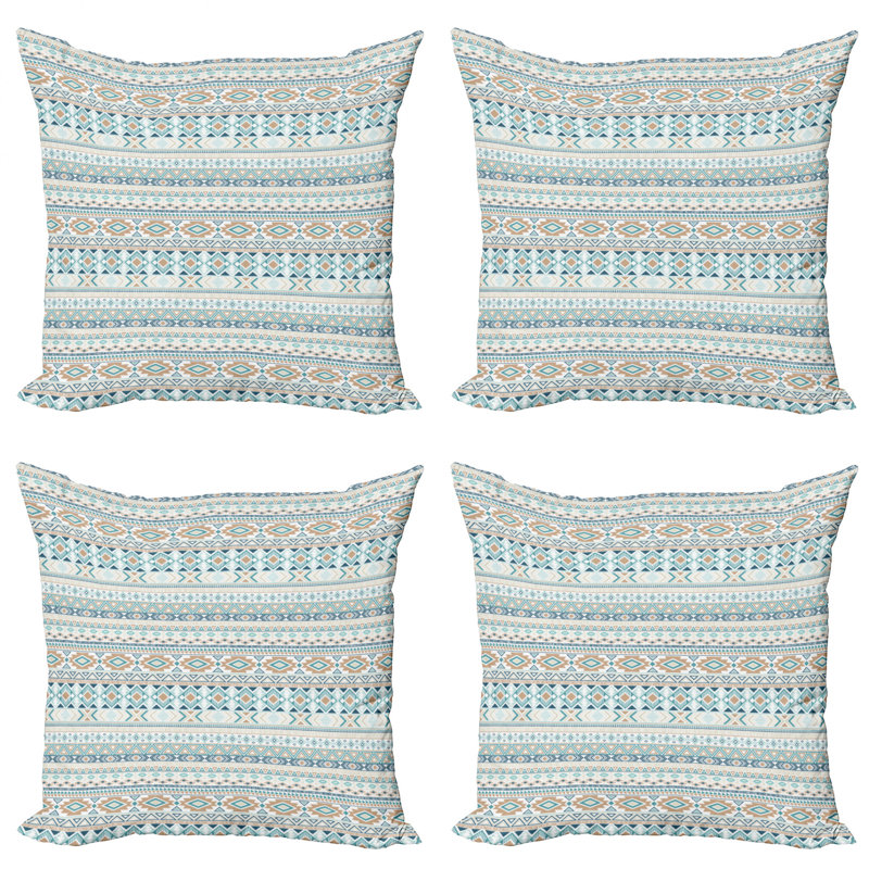 Ensemble de 4 coussins décoratifs Ambesonne Aztec, 18" x 18"
