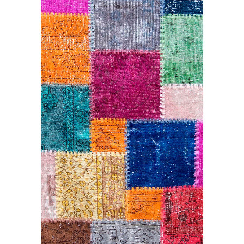 Premium Cotton Area Rug (4 x 6 ft), Pink, Orange, Green, Cream & Navy Blue | 100% Cotton, 1.3 lbs/sq ft, 0.3 in Pile Height | Antibacterial, Non-Slip PVC Underside, Machine Washable for Easy Care & Durability
