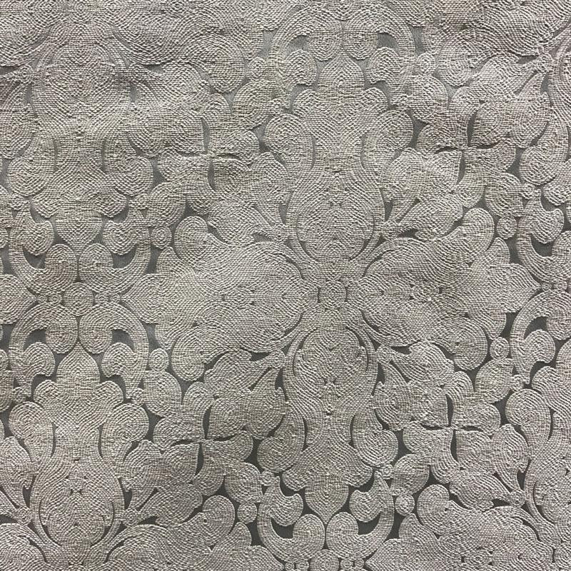 Damask Cotton Blend Fabric, Gray