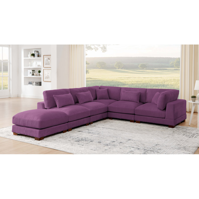 Moonwallow Modular Sectional, Purple Corduroy