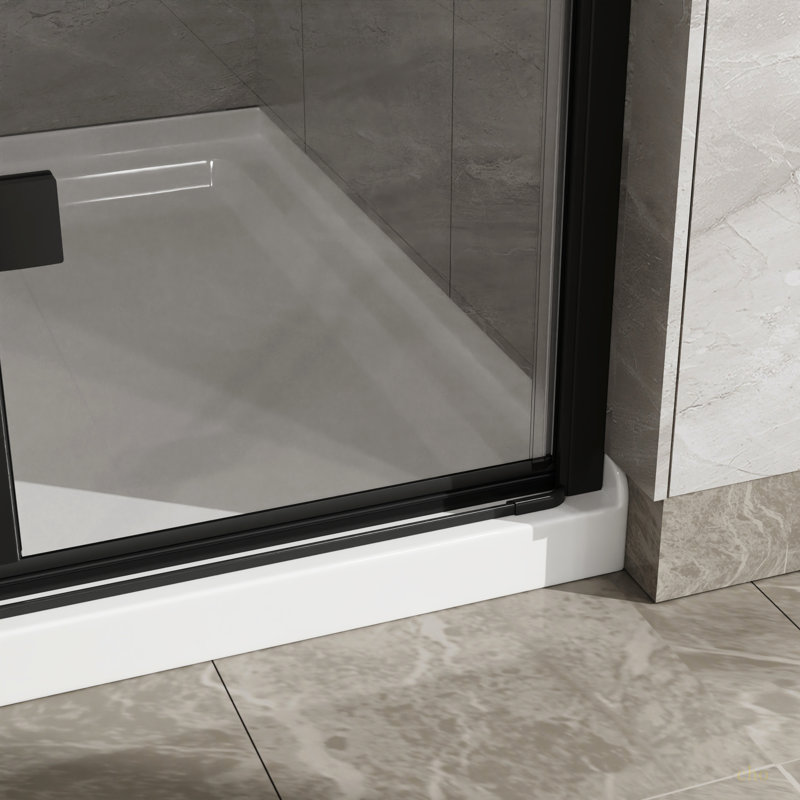 Combo porte de douche en verre pliable sans cadre 34 po x 72 po avec base en acrylique Goodyo, verre trempé transparent de 1/4 po, pliable
