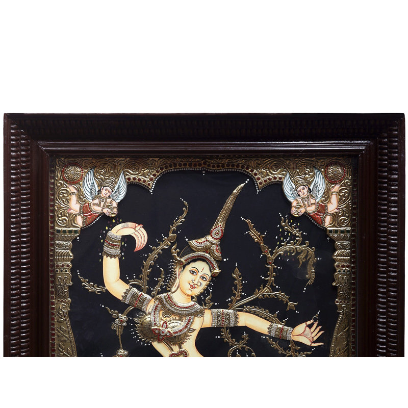 Devi Sita Tanjore, peinture dans l'idiome des peintures murales du temple thaïlandais | Couleurs traditionnelles avec or 24 carats
