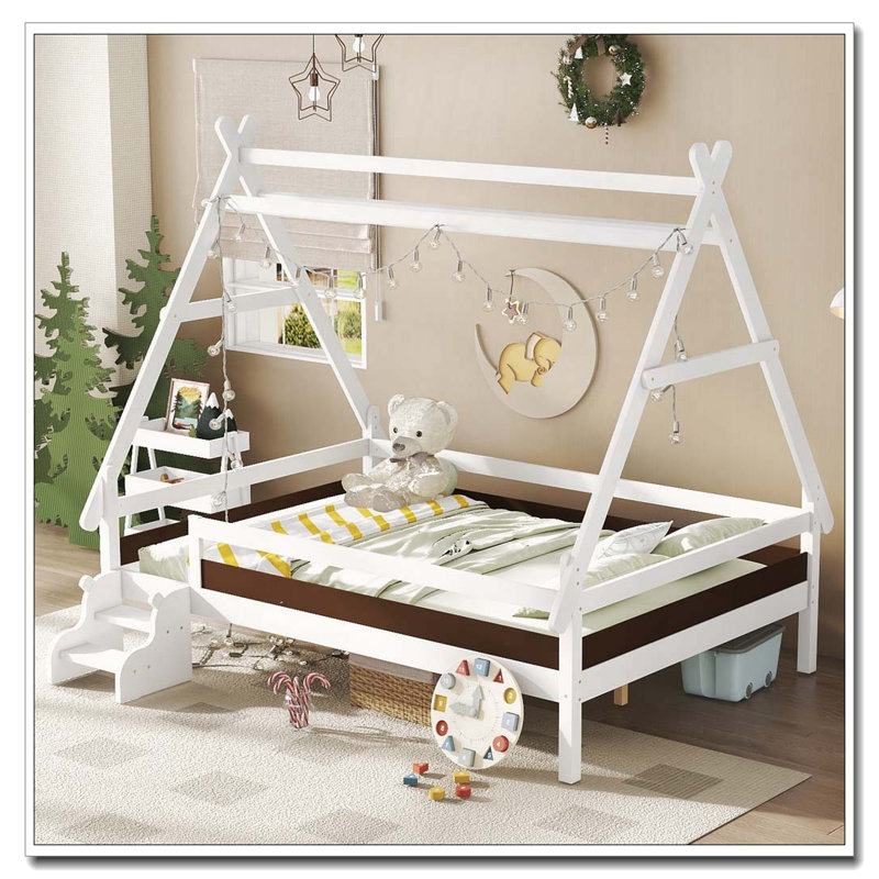 Lit plateforme double avec escalier, Double