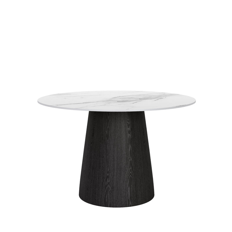 Table de salle à manger Bakstran, Blanc / Gris, H 29,52 po x L 59,05 po x l 59,05 po, Naturel