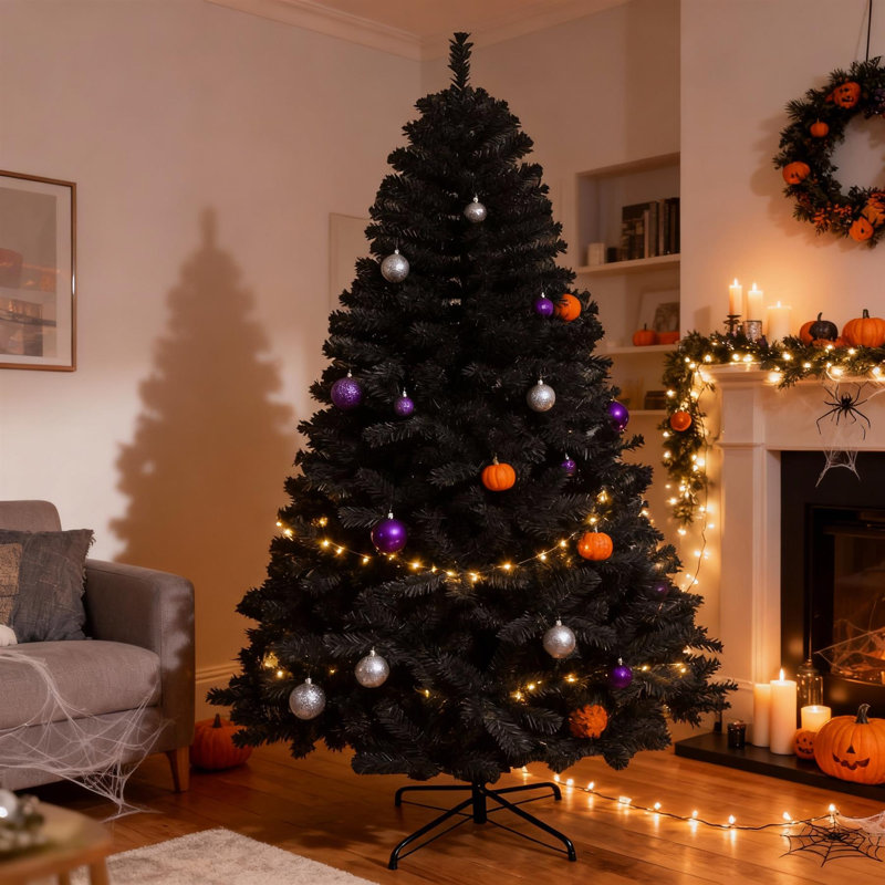 Black Alaskan Pine Christmas Tree - Full & Bushy Artificial Tree with Flame-Resistant PVC and Metal Stand, 5 ft.