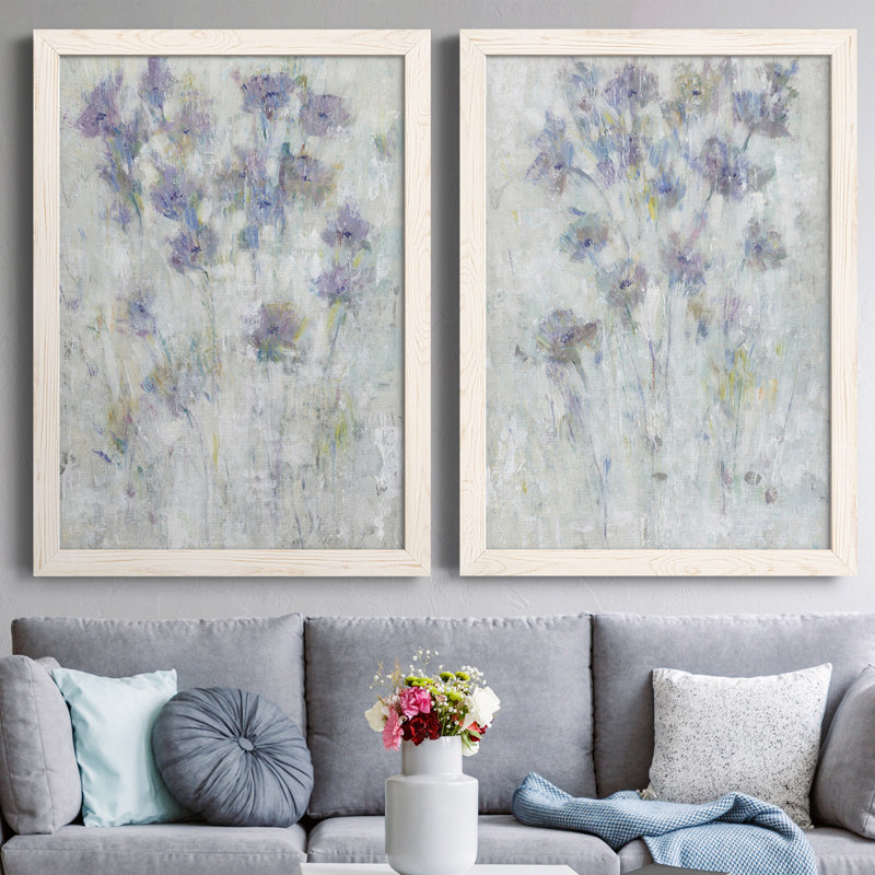 Lavande, Fresque florale I, toile encadrée de qualité supérieure - prête à être accrochée, H 37,5 po x l 55 po x P 1,5 po
