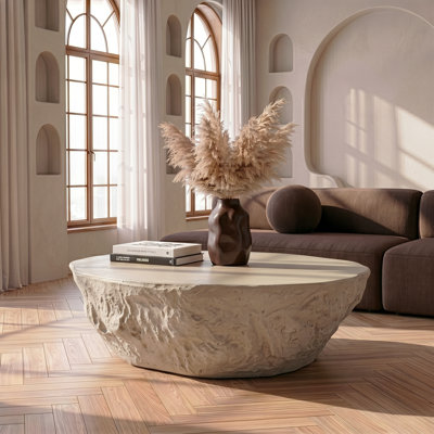 Tyrel - Table basse en fibre beige moderne
