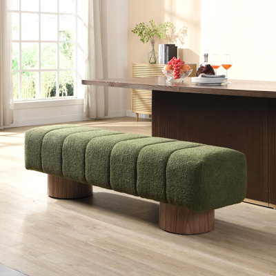 Banc de salle à manger rembourré pour la salle à manger, banc de repose-pieds sans assemblage pour le salon de la chambre à coucher, tissu vert Boucle, capacité de poids de 300 lb