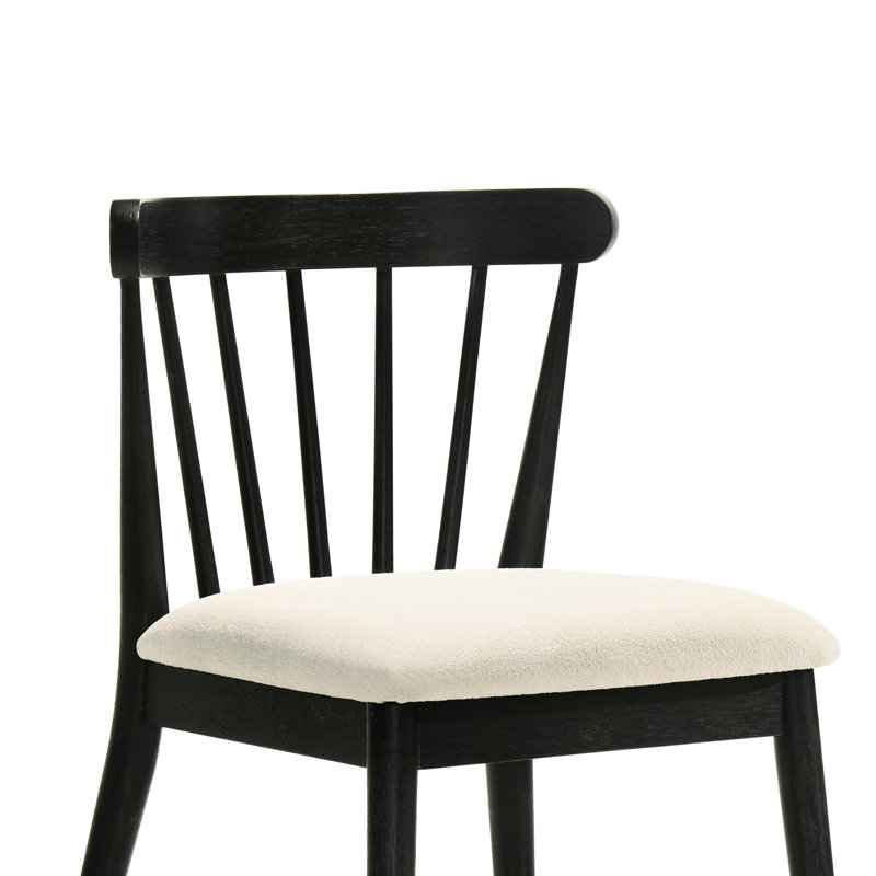 De 2 chaises d'appoint de salle à manger en bois massif noir avec aspect rustique et rembourrage, installation simple pour la cuisine ou le coin, 31,41 pouces de hauteur, 19,7 de profondeur, saveur rétro, sièges, installation facile