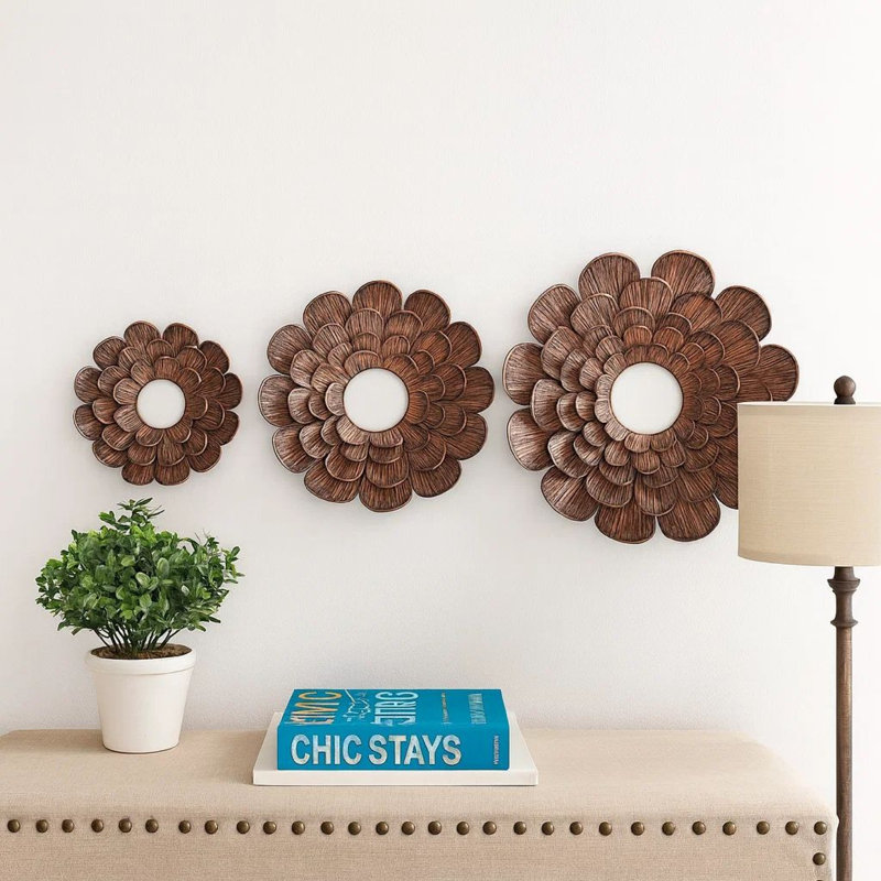 Ensemble de 3 miroirs à fleurs