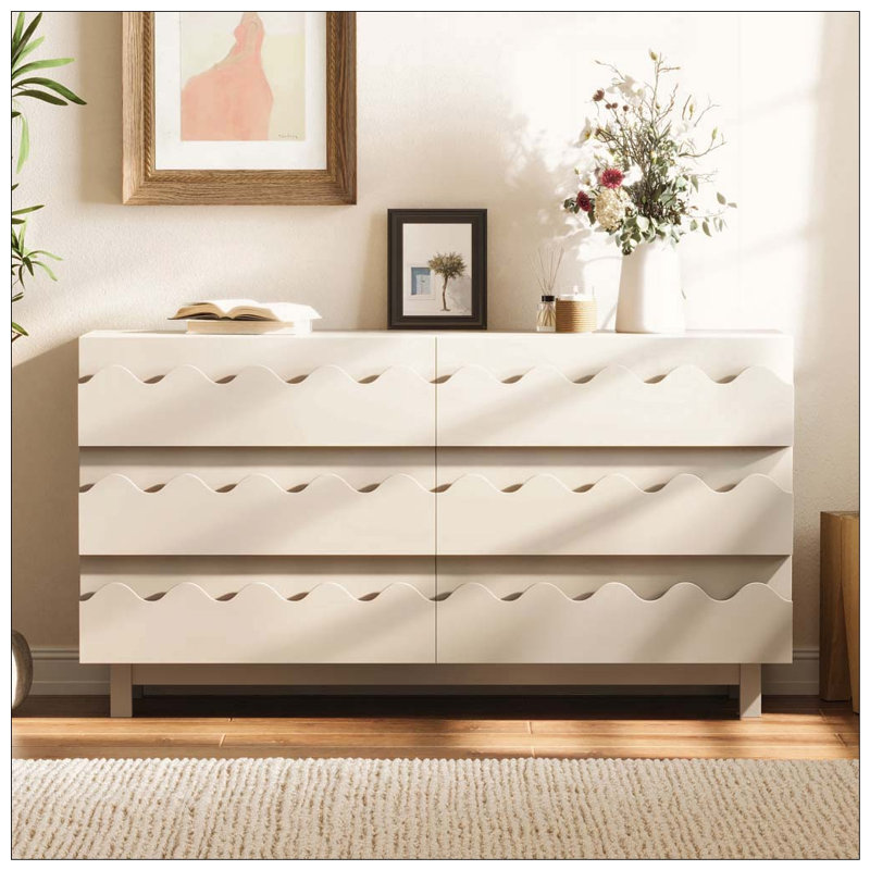 Commode 6 tiroirs 60 po, Ivory