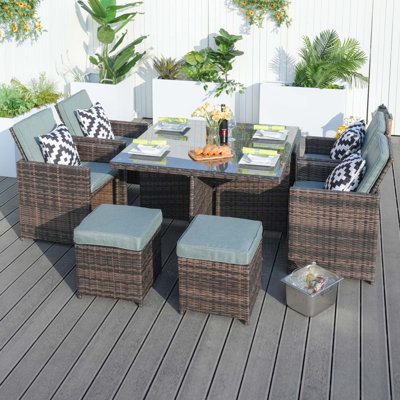 Square 8 - Person 49.2'' Patio Dining Set With Cushions