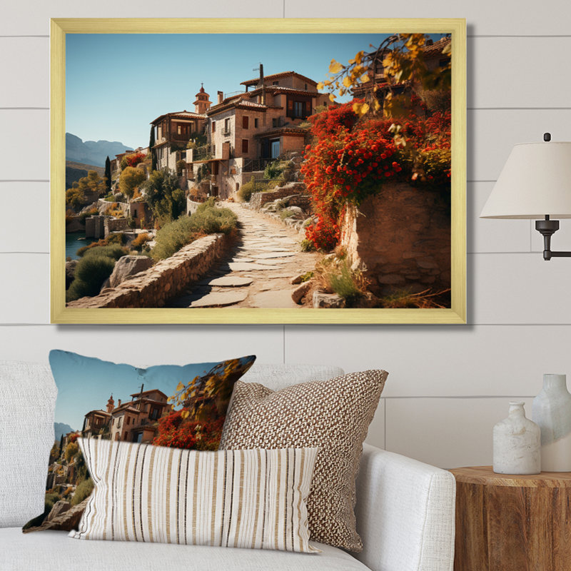 Espagne, village rustique d'Andalousie - reproduction, Cadre doré à une seule photo, H 24 po x l 32 po x P 1 po