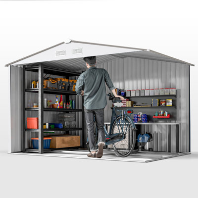 Braela 9 x 6ft Galvanised Steel Tongue & Groove Saltbox Garden Shed