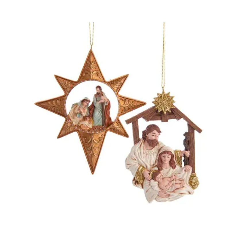 Ensemble de 2 figurines décoratives suspendues Sainte Famille