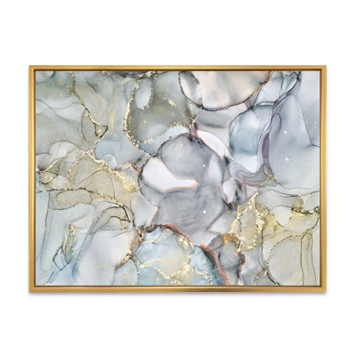 " Gray And Yellow Tender Liquid Ink Art "