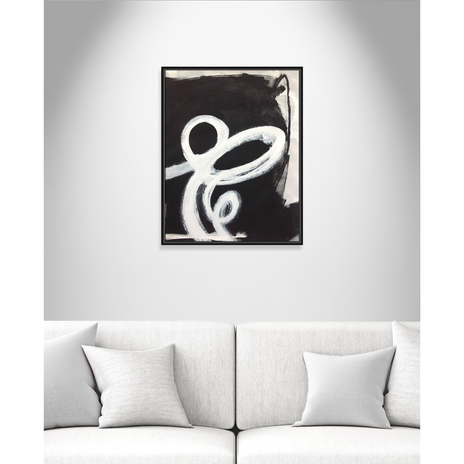Bronte "Swirly Swirls II" Print, No Mat, 29.5" H x 23.5" W x 2" D, Black Floater Framed
