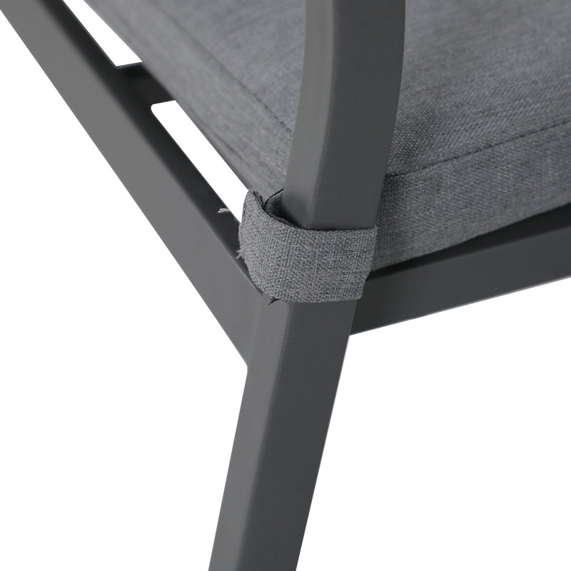 Chaise de patio empilable avec coussin Chamya, Gris foncé