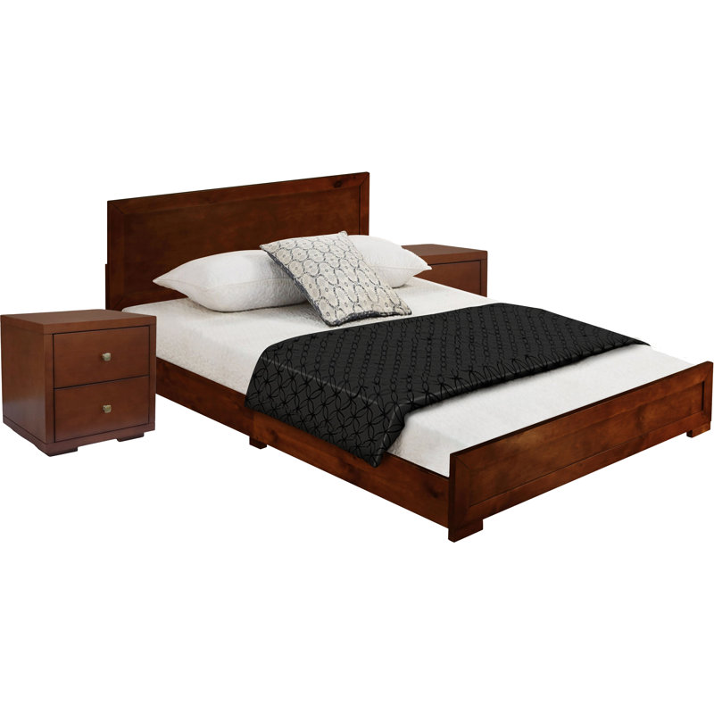 Trent Platform 3-Piece Bedroom Set, Queen, Walnut