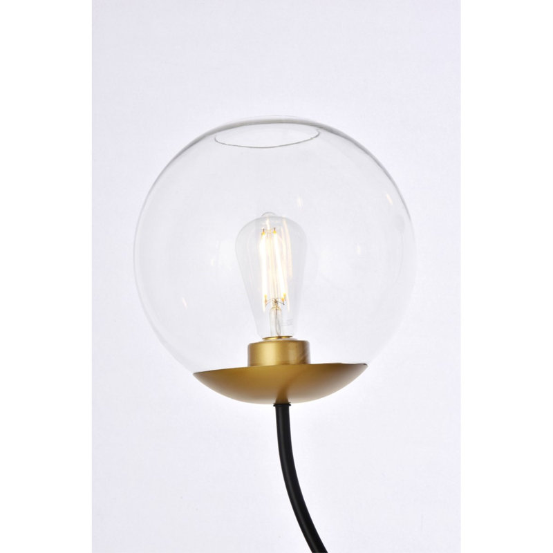 Romney 31.5'' W 4-Light Dimmable Chandelier, Black/Brass/Clear
