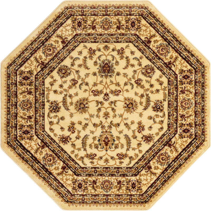 Tapis d'intérieur / extérieur en polypropylène tissé à la machine Ainslei, Octogonal 5 pi