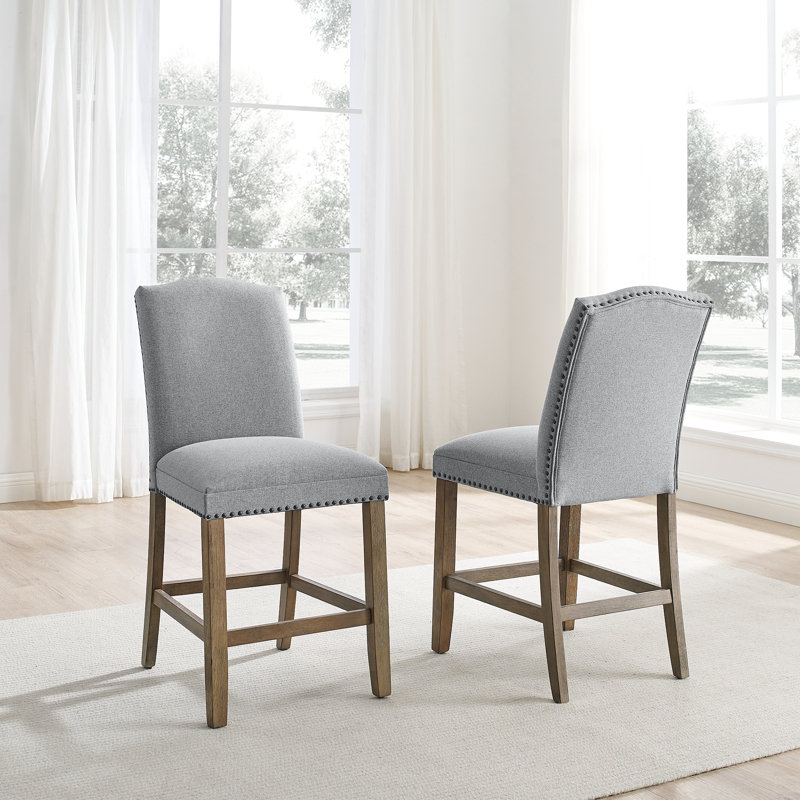 Chaise de comptoir avec têtes de clou (ensemble de 2)