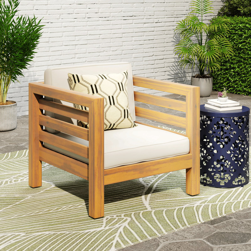 Chaise club Oana, Tissu beige, Naturel