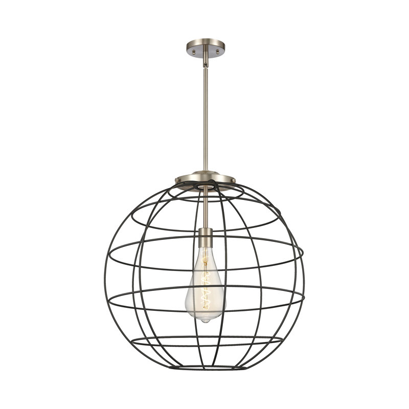 Luminaire suspendu à tige 1 lumière Lake Placid 16 po, H 55,75 po x l 22 po x P 22 po, Nickel satiné