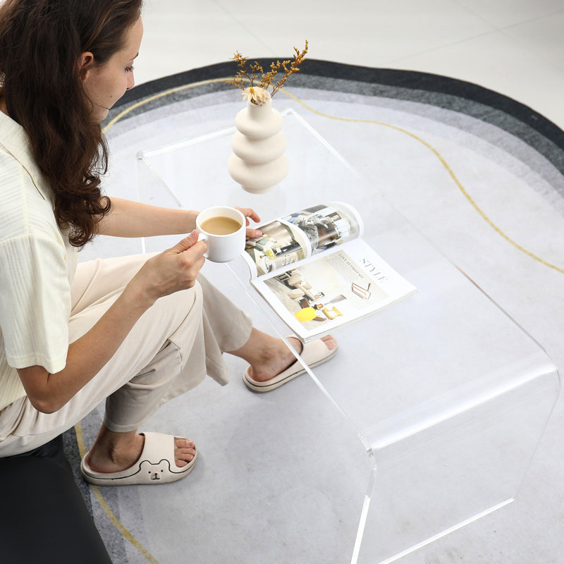 Table d'appoint en acrylique transparent avec chute d'eau - pratique 16,26 po Pièce de salon large et polyvalente