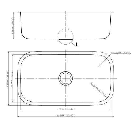 Undermount Standard Radius 32"x18" Kitchen Sink Single Bowl 16 Gauge