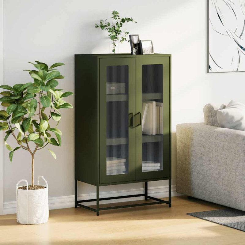 Highboard 68X39x123 Cm Steel, Olive Green