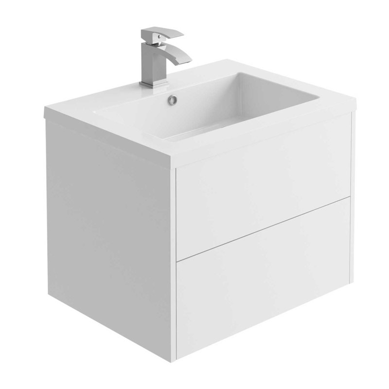 Benta 592mm Single Bathroom Vanity with Integrated Resin Basin, White