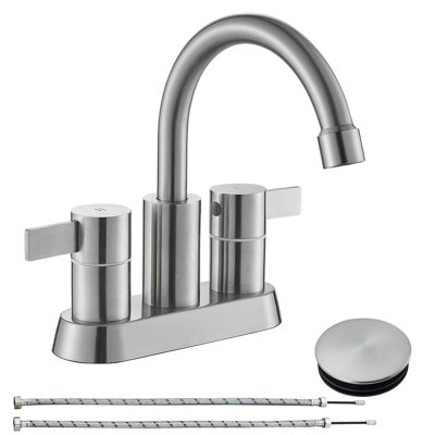 Centerset 2-handle Bathroom Faucet with Drain Assembly