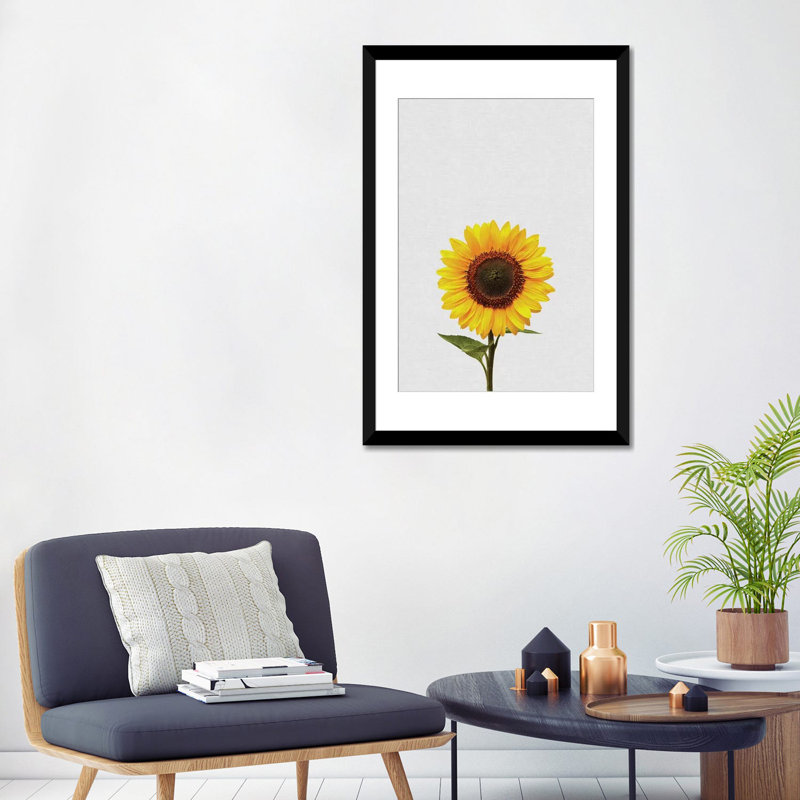« tournesol », reproduction d’impression sur toile, H 32 po x l 24 po x P 1 po, Papier d'art encadré noir, Blanc