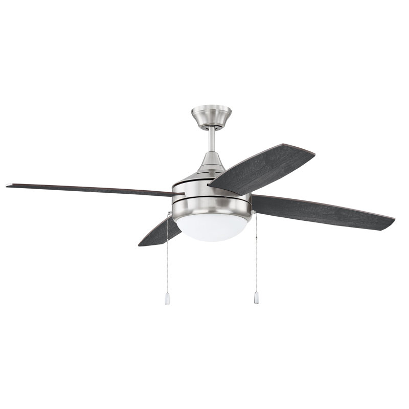 52'' Brushed Nickel Ceiling Fan with LED Light and Greywood Blades