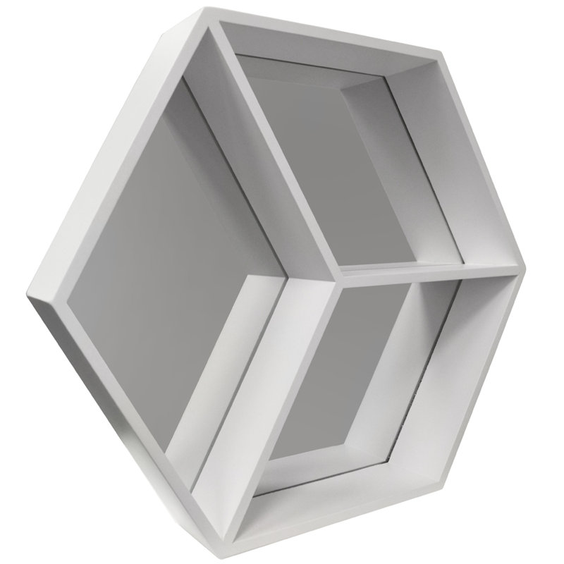 Wood Flat Wall Mirror with Shelves